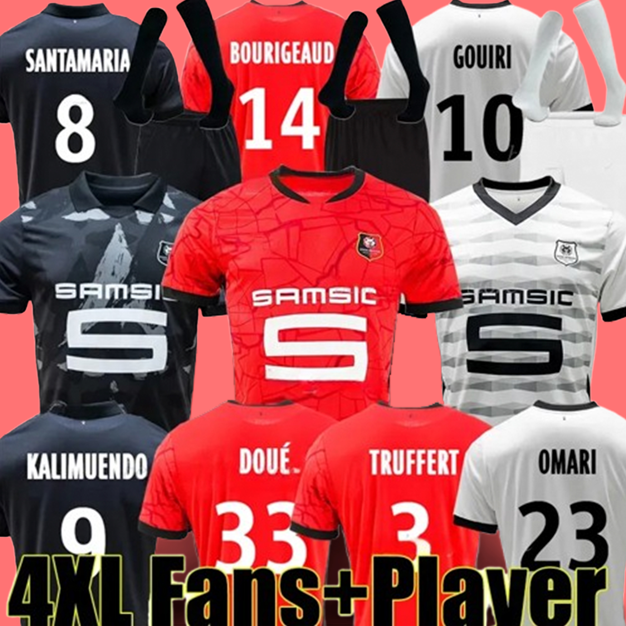 24 25 Stade Rennais soccer jerseys Home Rennes maillot de foot 2024 2025 SULEMANA BOURIGEAUD TERRIER DOKU LABORDE SANTAMARIA men kids kit football shirts