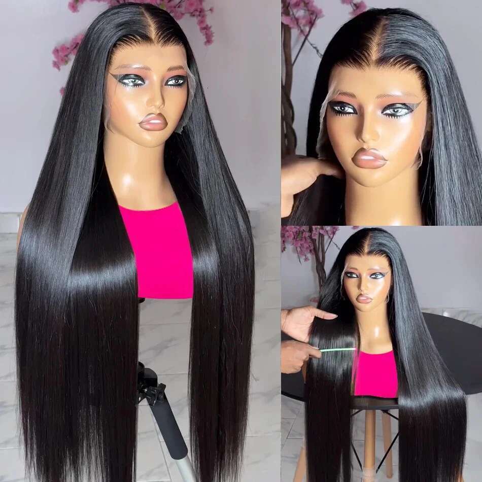 Straight x HD Transparent Lace Front Wig Inch Frontal Wigs Human Hair Density Brazilian Natural Black