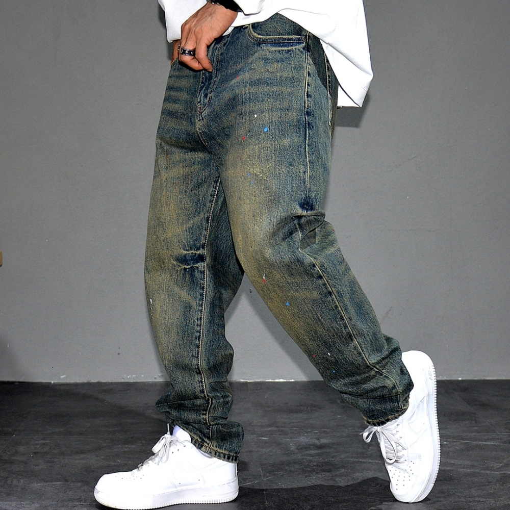 Japanese Streetwear Paint Point Cargo Jeans Men Clothing Haruku Trend Casual Denim Pants Vintage High Quality Trousers Male