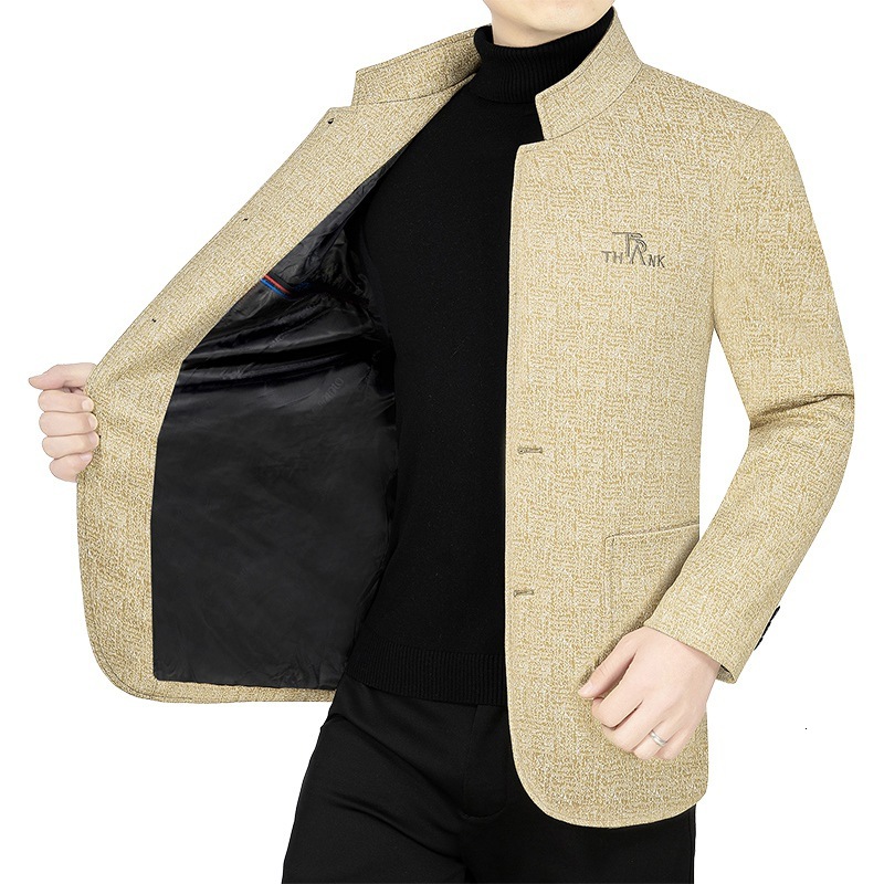 Cotton 2024 autumn and winter new designer series stand collar middle-aged men's wool jacket casual top high-end jacket