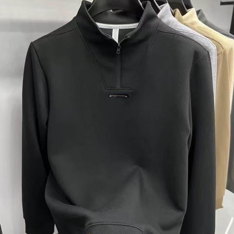 Men's casual high-end explosive half zipper pullover no hat autumn hoodie design sense of new fashion brand loose all match outside wear