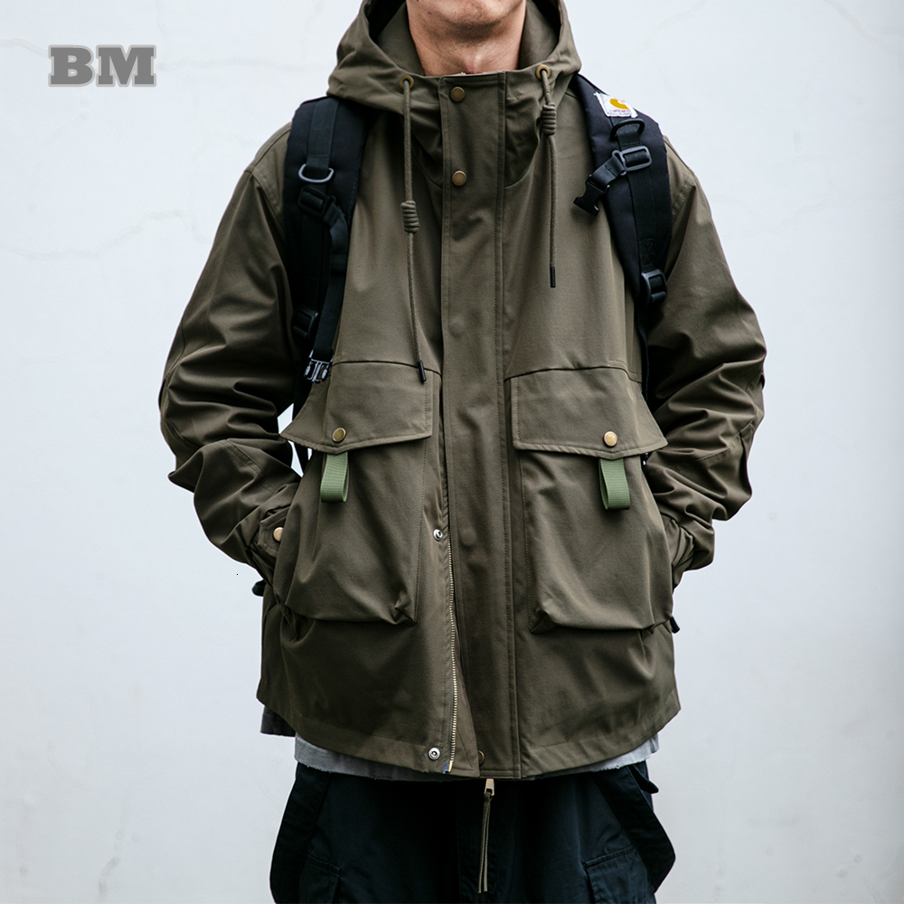 Japanese Streetwear Outdoor For Men Clothing Haruku High Quality Multi Pocket Functional Coat Casual Hooded Jacket Male