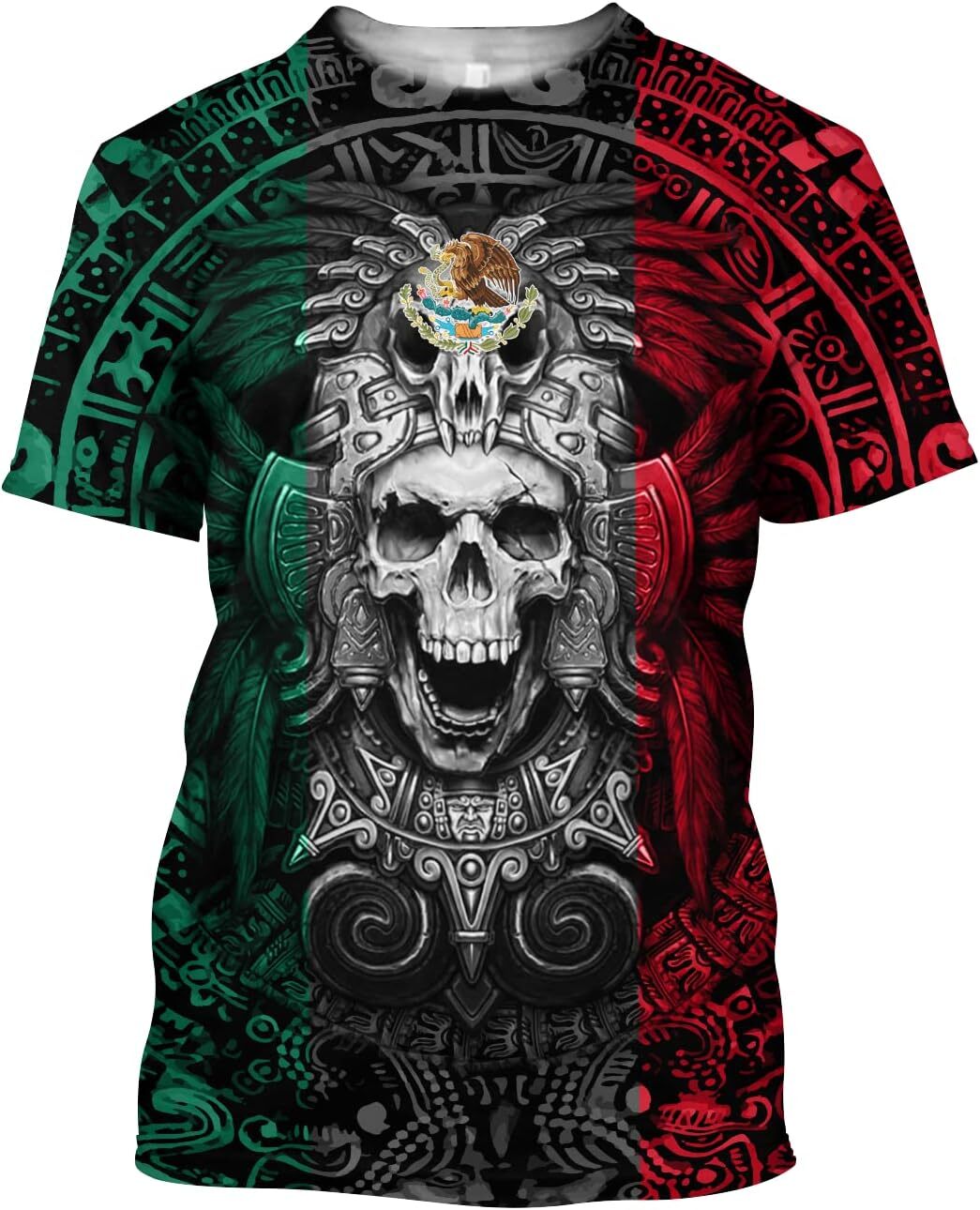 Mens T shirt - Mexican Aztec Warrior Shirts Beautiful cool 3D All Over Design Shirt Aztec Full tee Casual tops summer clothes Trendy patterns