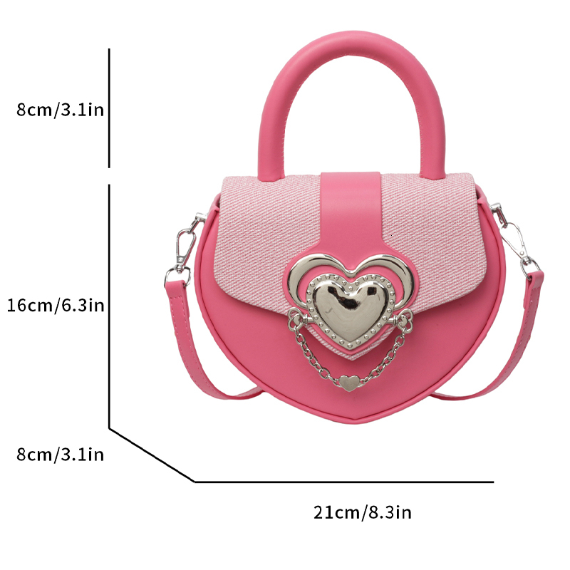 Pink girl heart-shaped handbag 2025 designer's new trendy fashion shoulder bag diagonal cross bag