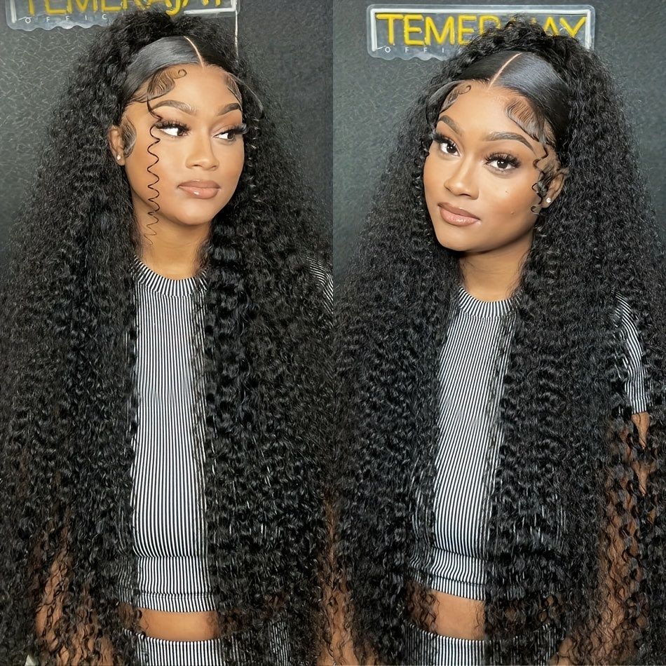 6x6 Glueless Deep Wave Frontal Human 200 Density 13x4 HD Transparent Lace Brazilian Hair Front Wig For Women