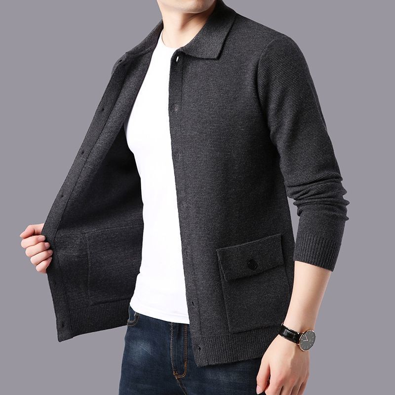 2024 new designer spring jacket men's fashion trend versatile business casual jacket cardigan wool sweater knitted sweater