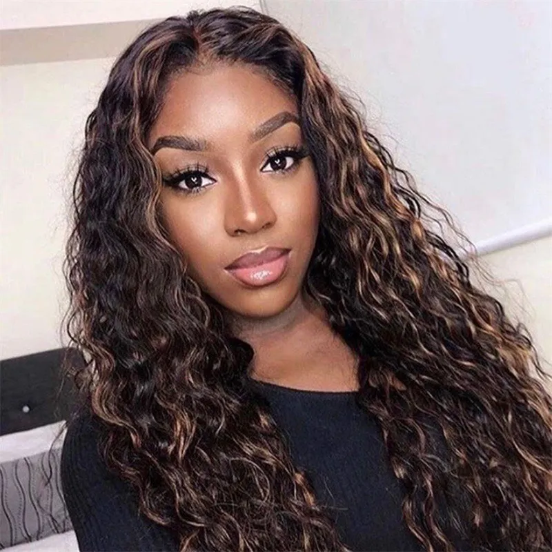 Brazilian Water Wave Lace Front Wig High-Density for African American Women - Natural Look Synthetic Hair
