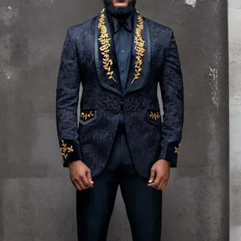 Floral Men Suit Blazer with Christmas Tree Buttons Shawl Lapel Wedding Jacket 1 Piece Wedding Suit Coat for Groom Tuxedo