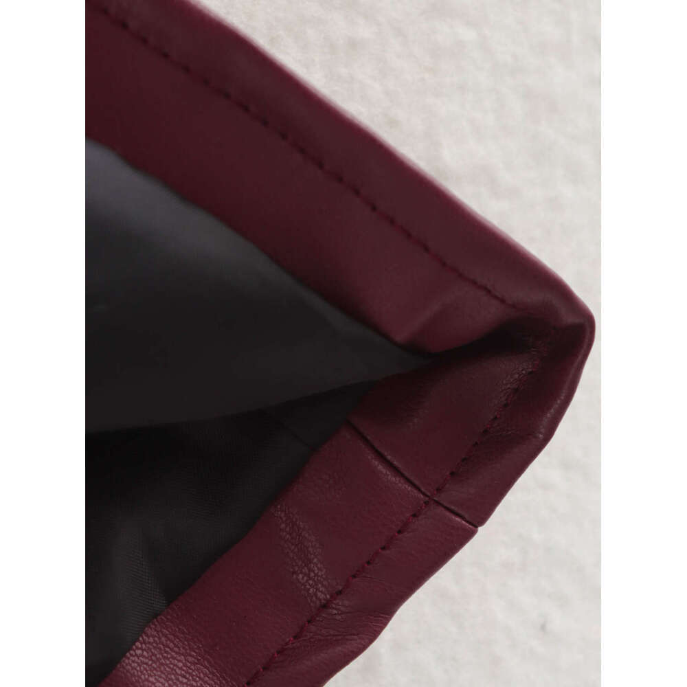 TRAFZA Pu Zipper Up Jacket For Women Fashion Long Sleeve Thick Wram Coats New 2024 Fall Winter Streetwear Overcoat