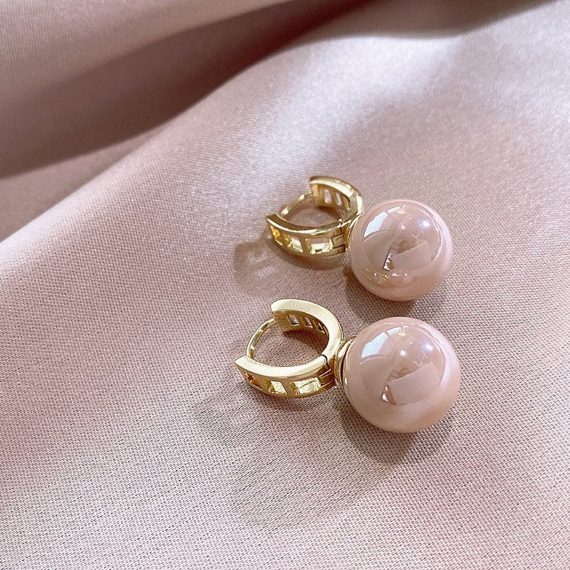 Stud Earrings Classic Pink Pearl Earrings Women Fashion Crystal Round Earrings Designer White Pearl Earrings Wedding Jewelry