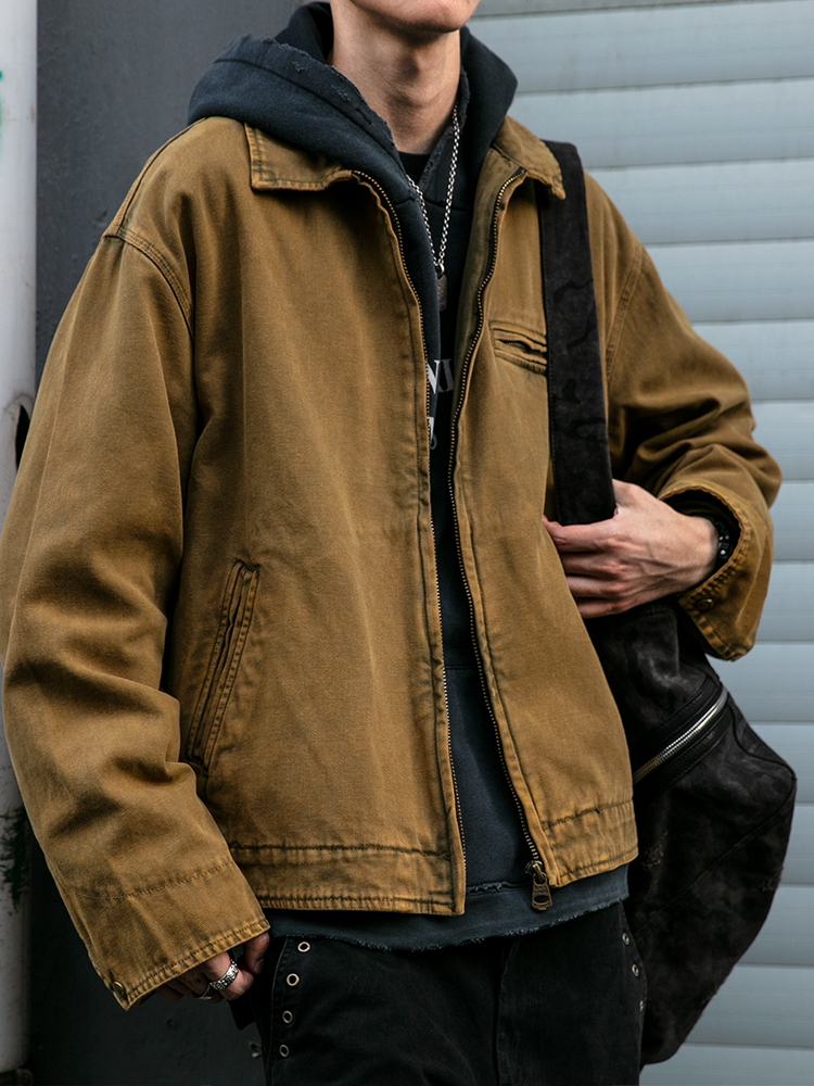 Japanese Vintage High Quality Cargo Mens Clothing Outdoor Casual Short Detroit Jacket Autumn Haruku Trend Lapel Coat
