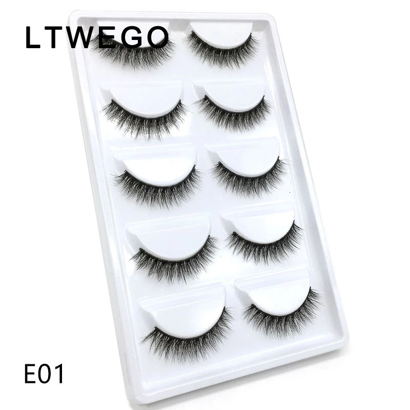 LTWEGO 5 pairs fluffy faux mink eyelashes natural long false eyelash extension handmade volume 3d lashes makeup faux cils cilios 241028