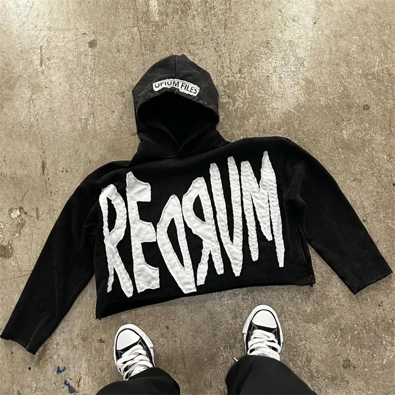 Y2K Trend American Vintage Letter Embroidered Hoodie for Men and Women Harajuku Gothic Oversized Sweater Tops Street Wear 241025