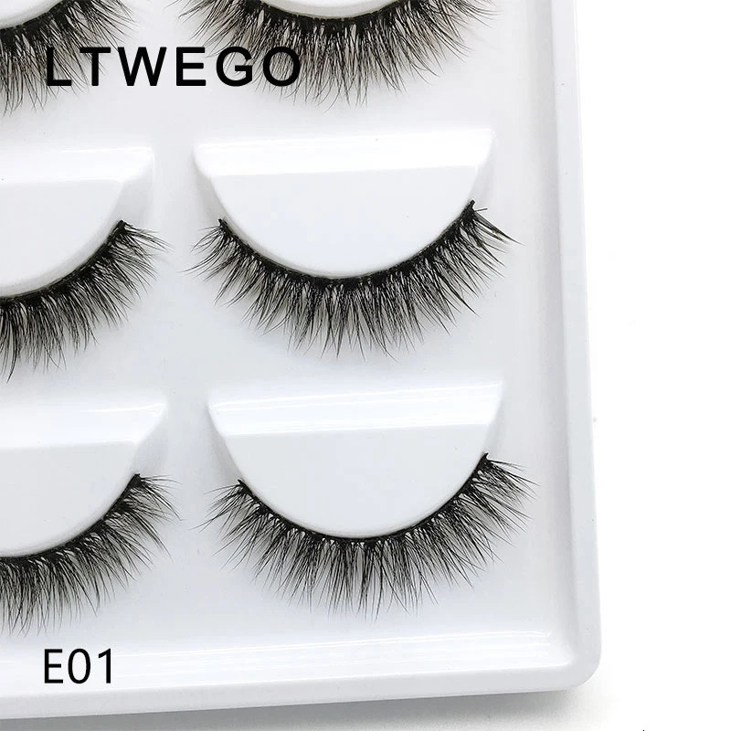 LTWEGO 5 pairs fluffy faux mink eyelashes natural long false eyelash extension handmade volume 3d lashes makeup faux cils cilios 241028