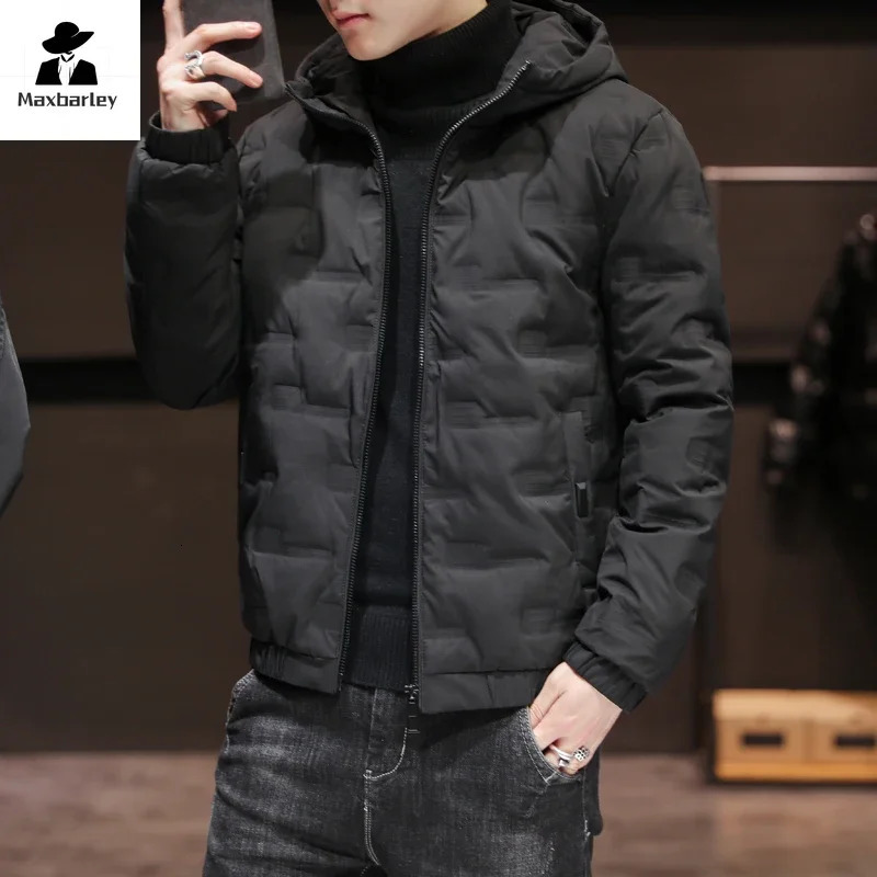 2024 Mens Winter Jacket Fashion Casual Thickened Down Cotton Warm Parkas Male Allmatch Lightweight Coldproof Hooded Coat 241024