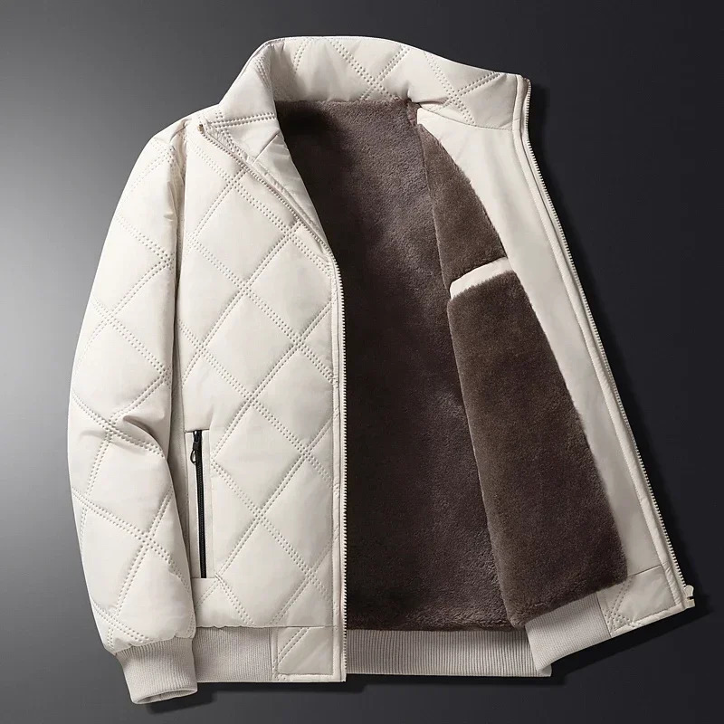 Puffer Jacket Men Thick Warm Winter Jackets Solid Color Parkas Man Cotton Padded Outwear Coats Casual Stand Mens Clothing Top 241024