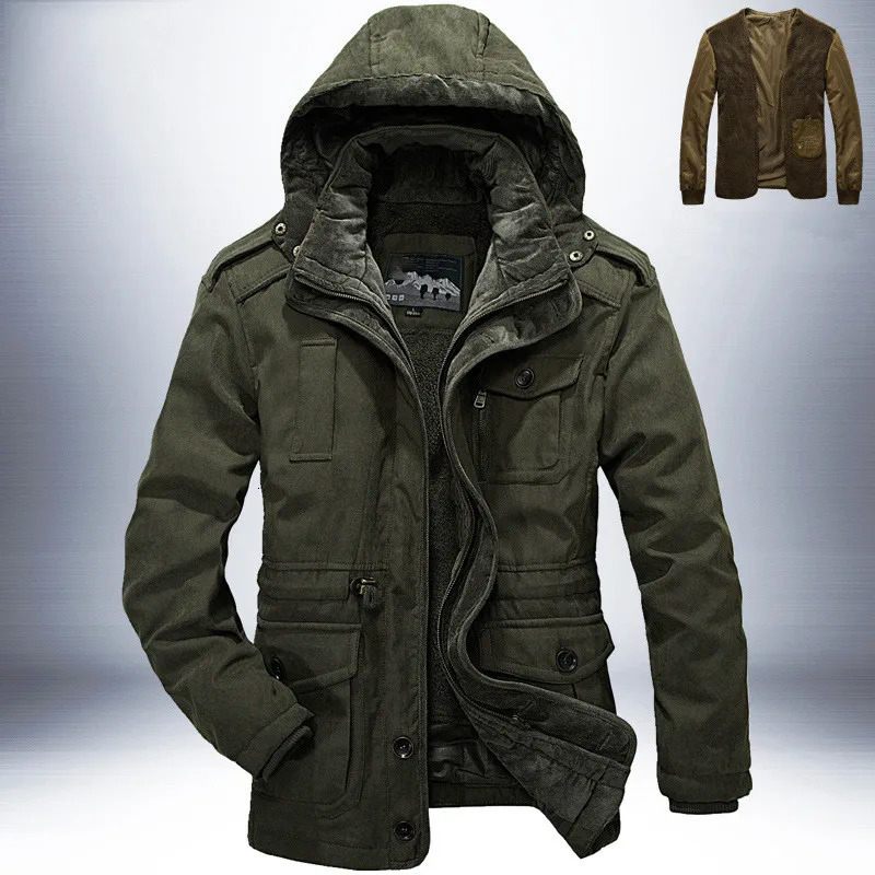 Military Thicken Fleece CottonPadded Warm Winter Jacket Men Parkas Wool Waterproof Jackets Male Heavy 2 in 1 Coat Overcoa 241024