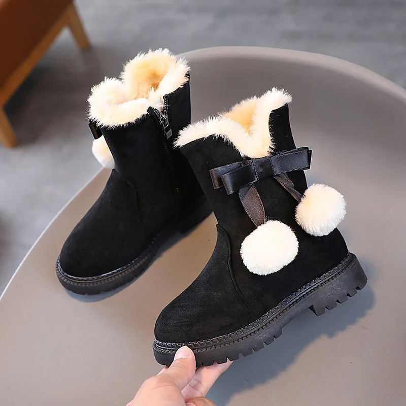Girl Boots Girl Plush Insulation Princess Baby Children Snow Boots Cotton Shoes Winter Shoe for Girls Kids Shoe for Girl Botas 241028