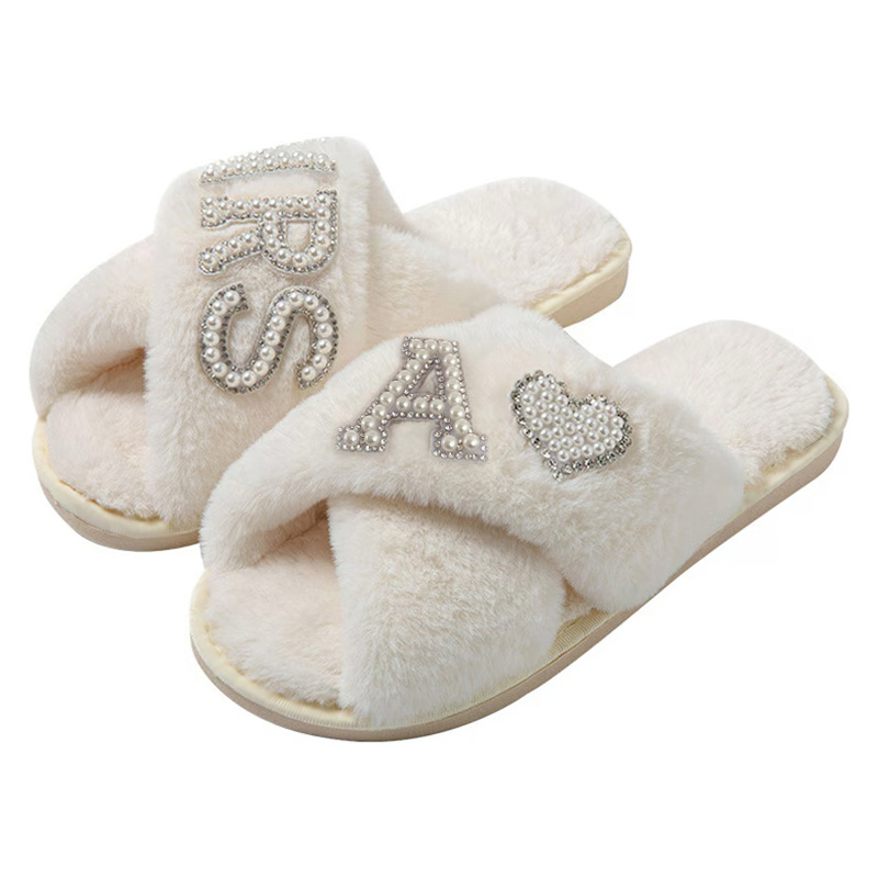 Fashionable Women Slippers Fur Sequins Sandal Fluffy Plush Flip Flops Comfortable Slides Slip On Sandals