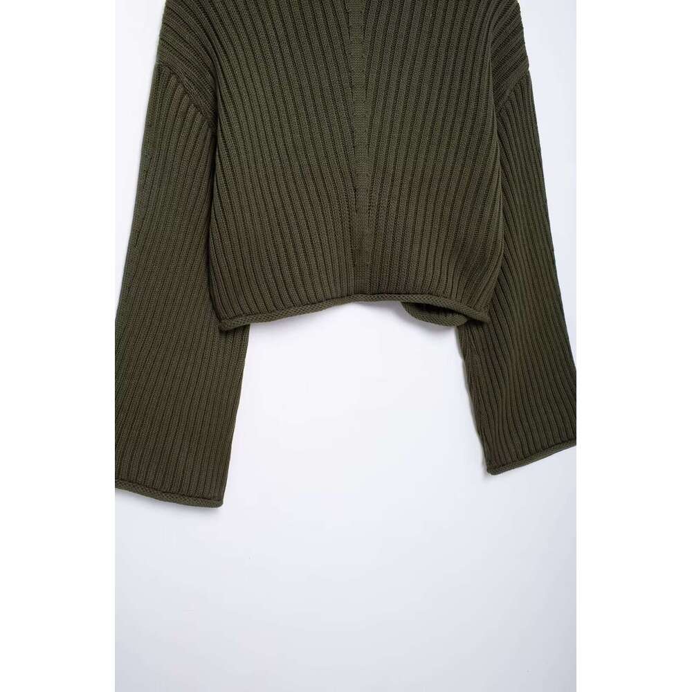TRAFZA Women Fashion Knitted Turtleneck Loose Solid High-Collar Sweater New 2024 Autumn Winter Casual Stylish Pullover