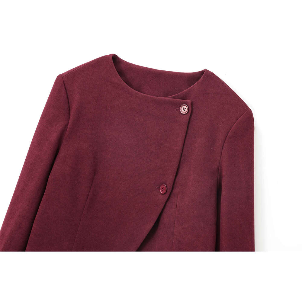 TRAFZA Women's Solid Short Vintage Buttons O-Neck New 2024 Fall Winter High Street Jacket