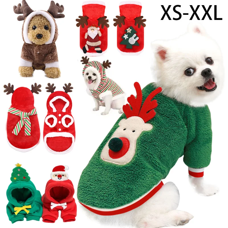 Dog Warm Jumpsuits Winter Fleece Pet Overalls for Small Medium Dogs Cats Clothes Puppy Pamas Christmas Teddy Outfit Free shipping