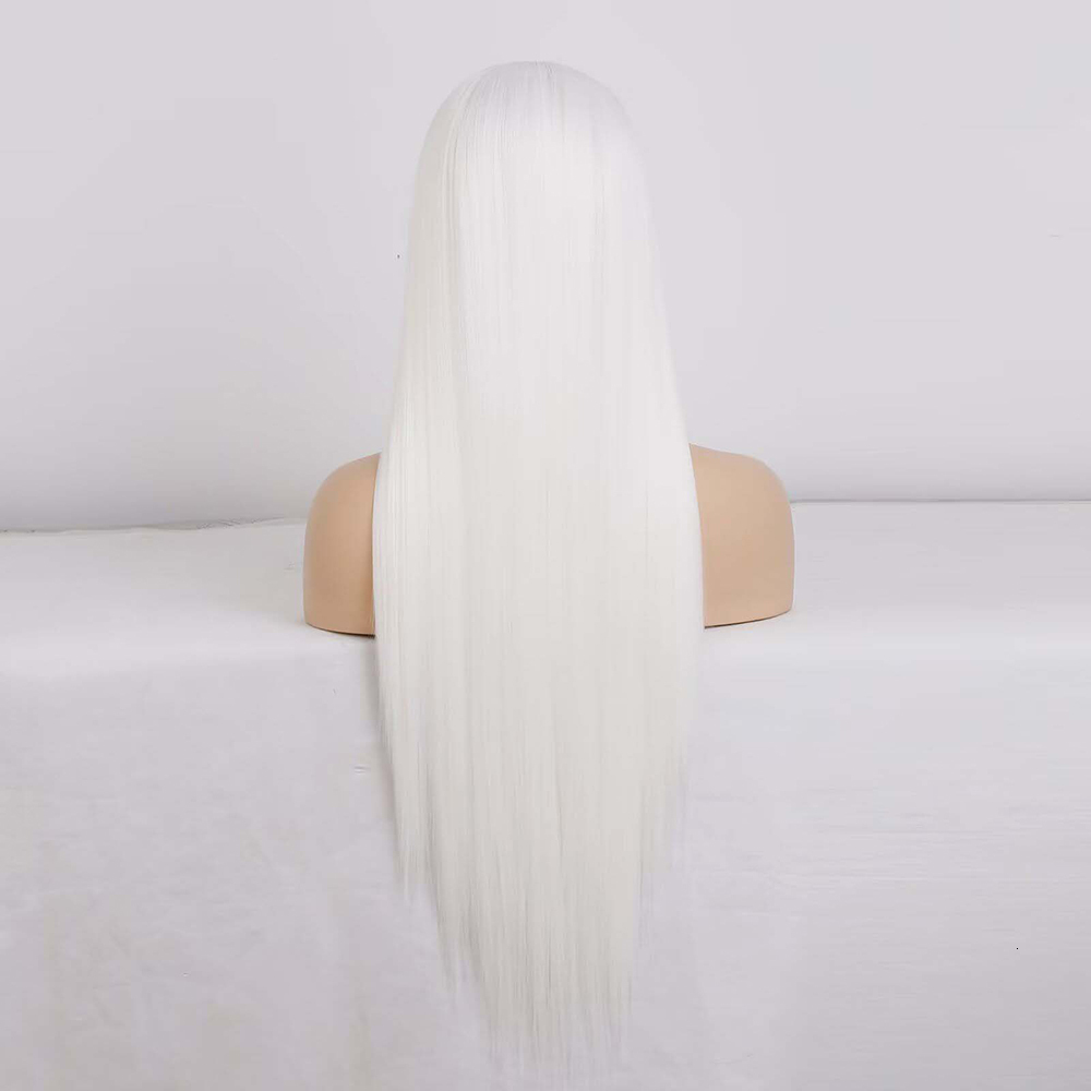 Snow White Wigs for Women Long Straight Sier Frontal Synthetic Lace Front Wig Glueless Natural Haire Daily Party Cosplay