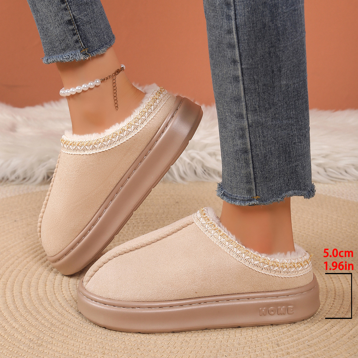 2025 free shipping designer shoes mens flat sandals for women fury winter cotton brown warm thick soled plush slippers sliders slide