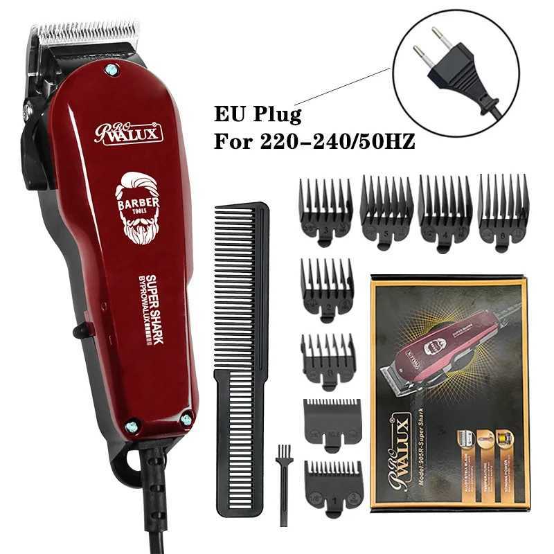 WALUX Professional AC220-240V Hair Clipper 10W Powerful Hair Trimmer Home Man Shaver 2M Cable Hair Cutting Machine 8 Guard Combs W241212