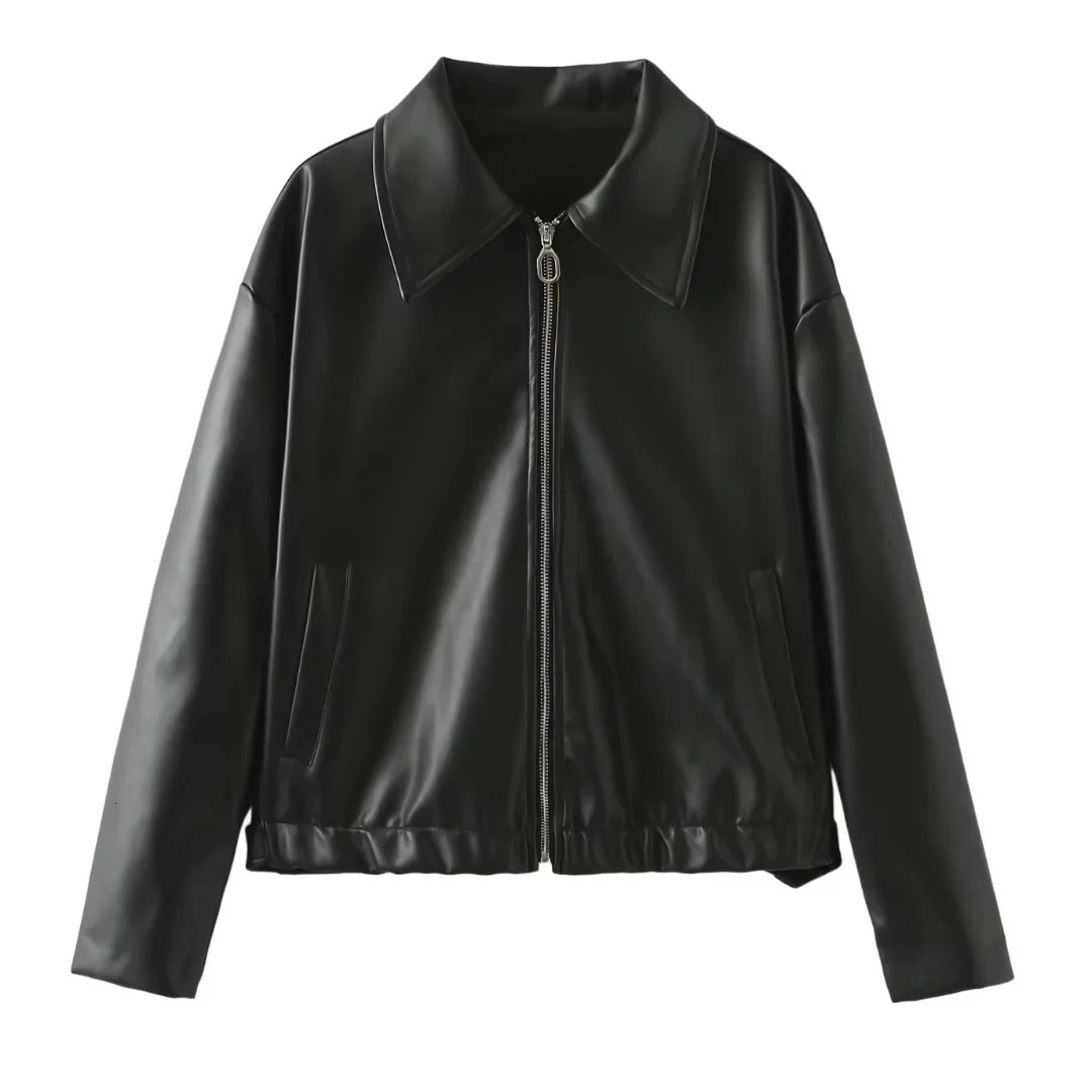 Leaher Jackets Womens Jaqueta Feminina Streetwear ins Outwear Casaco Feminino Vermelho Couro Coat Black Giacca Pelle Donna insz 241024