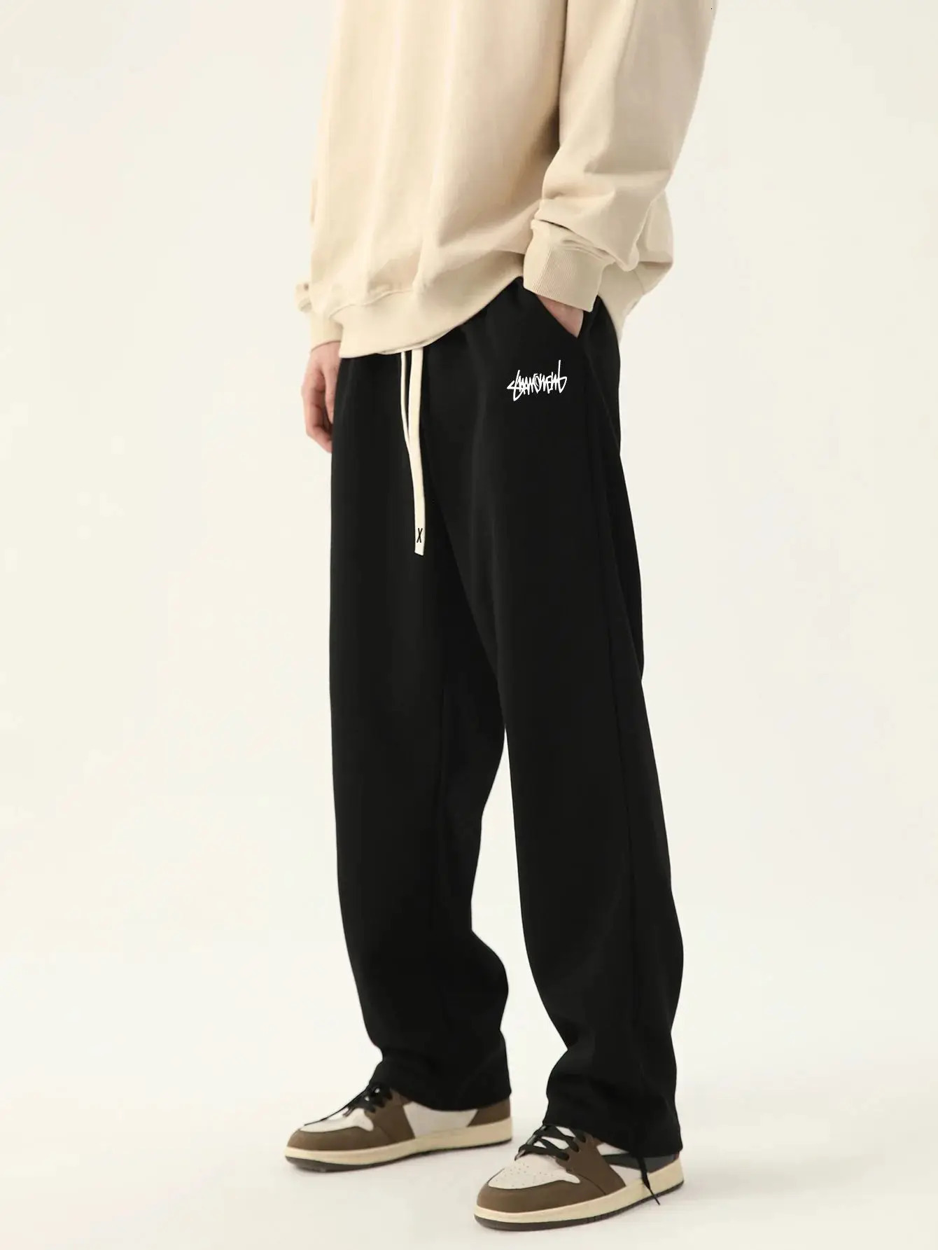 Mens Casual Pants Autumn Winter Fleece Sweatpants Men Running Jogger Sports Gym Trousers Fashion Solid Color Workout Long 241024