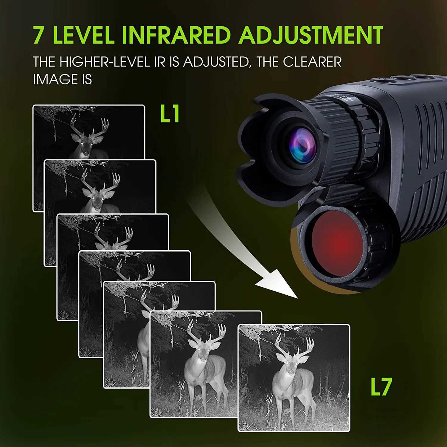 Single eye night vision instrument 1080p high-definition infrared night vision glasses camping binoculars day and night dual useXJ241028