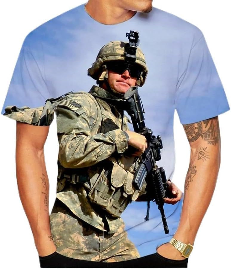 Mens T shirt American Soldier Sniper Men's Women's Fashion Slim T-Shirt 3D Printing T-Shirt Short-Sleeved T-Shirt tee Casual tops summer clo