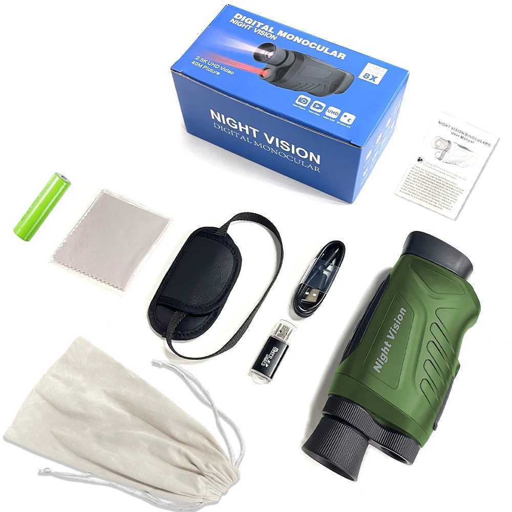 Ponbos DT19 Portable Infrared Monoculars Night Vision 300M 2.5K UHD 48MP 8X Digital Zoom Telescope for Hunting CampingXJ241028