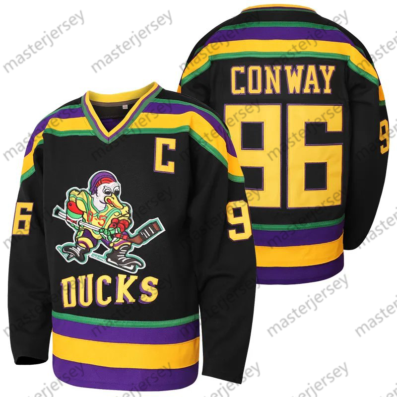 96 Mens Black Duck Hockey Jerseys Loose Fit V-Neck Stitched Ice Hockey Jersey Casual Festive Weekend Outings
