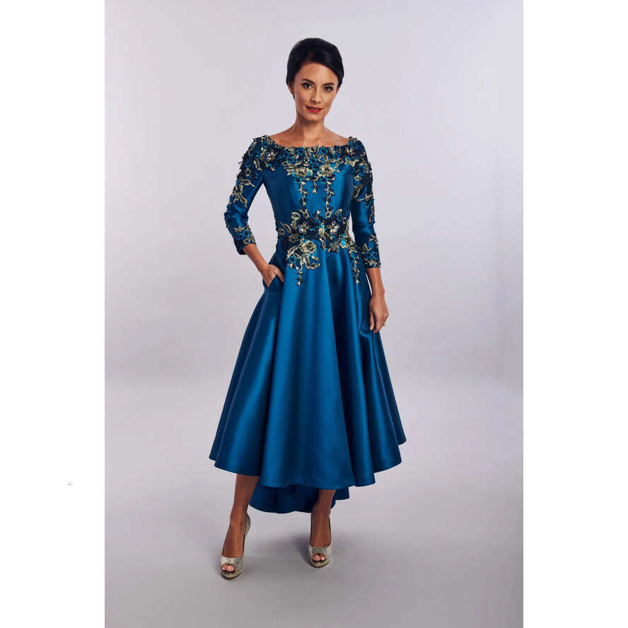 Elegent A E House Mooshki Mother Of The Bride Dress Jewel Neck Long Sleeve Applique Wedding Guest Dresss Hi Lo Evening Gown 0431