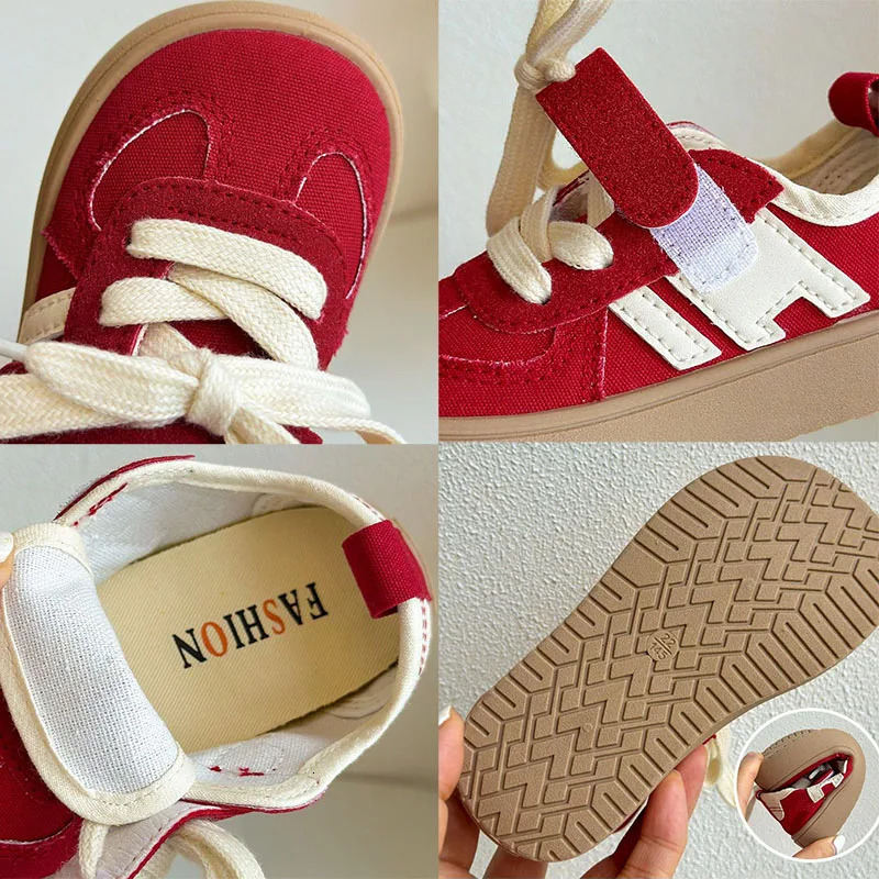 Korean Kids Canvas Shoe 2024 Toddler Baby Shoes Spring Autumn Boys Casual Shoes Soft Sole Breathable Girls Red Canvas Shoes 241028