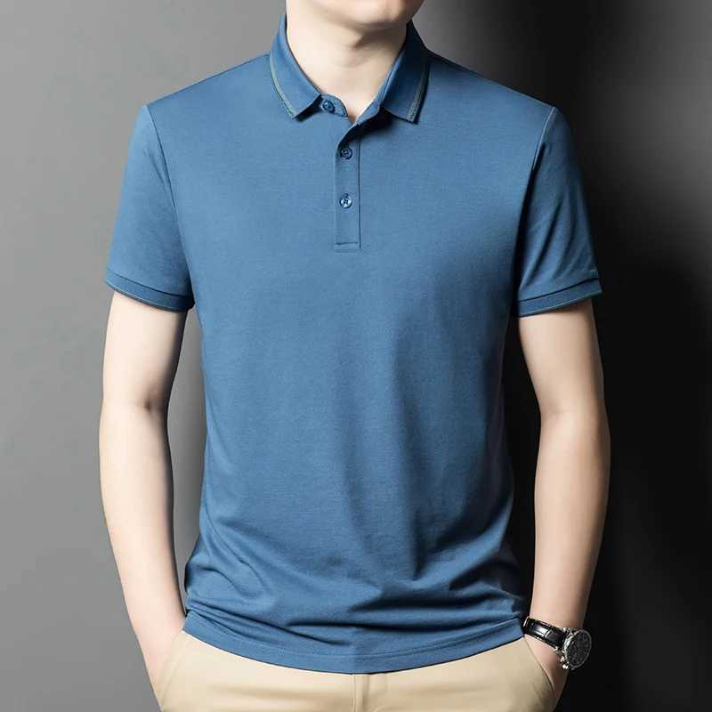 Solid Color Short-Sleeved T-shirt Mens Lapel Half-Sleeve Top 2024 Summer Versatile Business Casual Classic Polo ShirtXJ250108