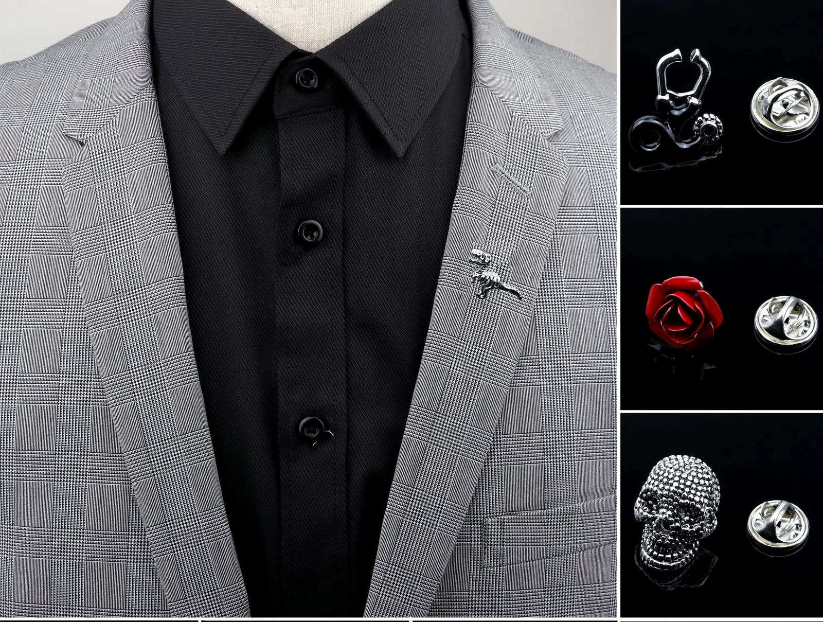 Mens Advanced Chic Brooch Rose National Flag Skull Pin Suit Shawl Lapel Pins Corsage Hat Shirt Collar Party Daily Accessory 241028
