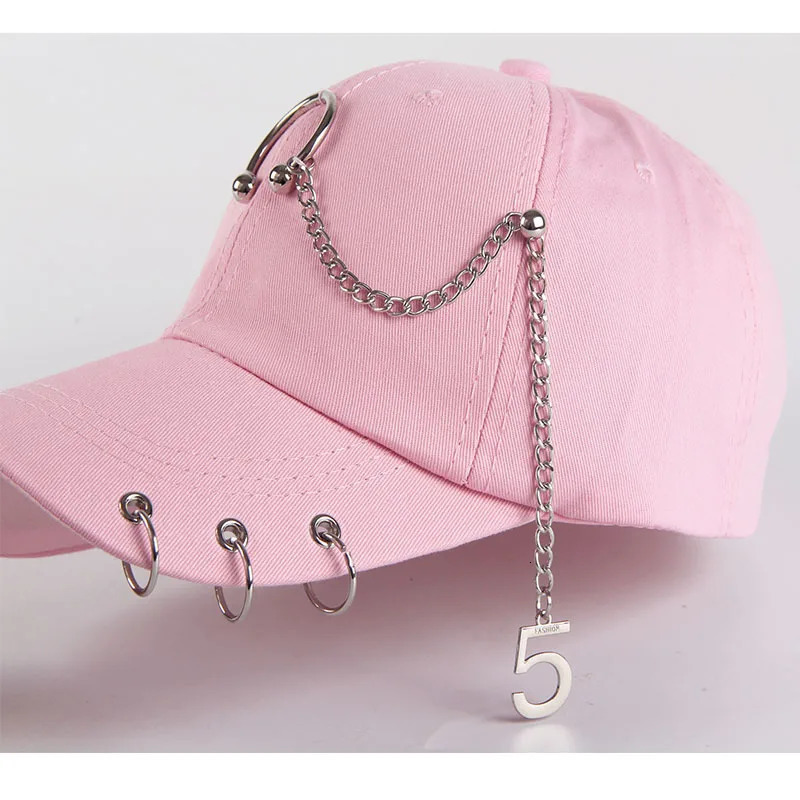 Fashion hip hop cotton baseball cap Creative Piercing Ring Caps Punk Adult Casual Solid Adjustable Unisex hat hats 241025