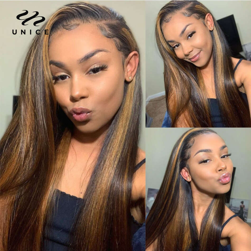 Unice Highlight Straight U Part Wig FB Color Human Hair Wigs Brazilian Mini Leave Out Easy Blend