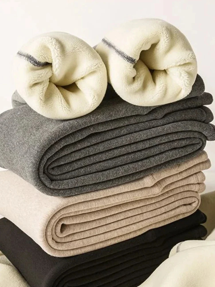 Womens long legs winter wool cotton tight fitting high waist pants black gray tight fitting warm velvet long legs 241028