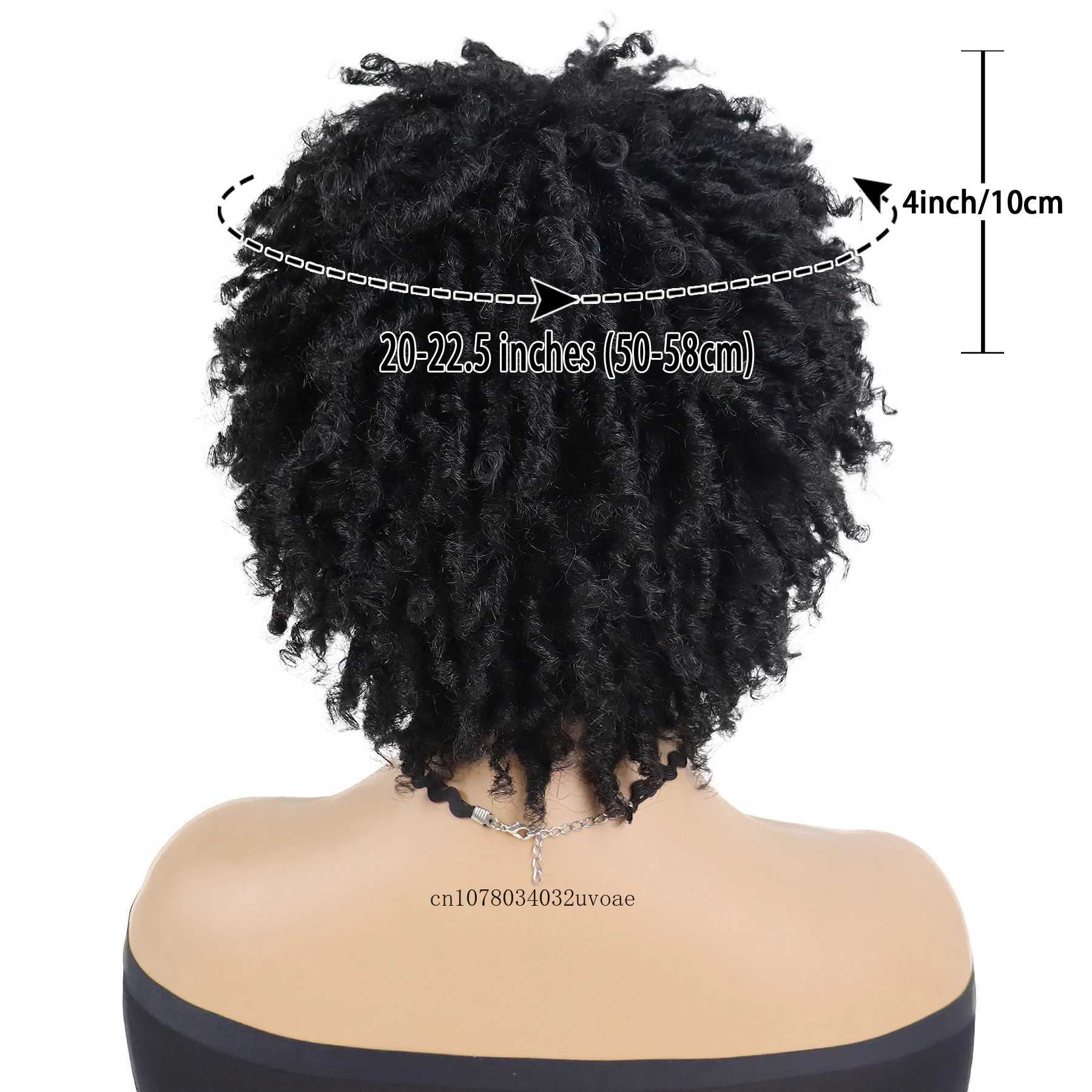 Womens synthetic braided wig crocheted twisted hair short hair African wig womens dreamy lock wig black daily curly cool girl bouncing M241028 - view 4