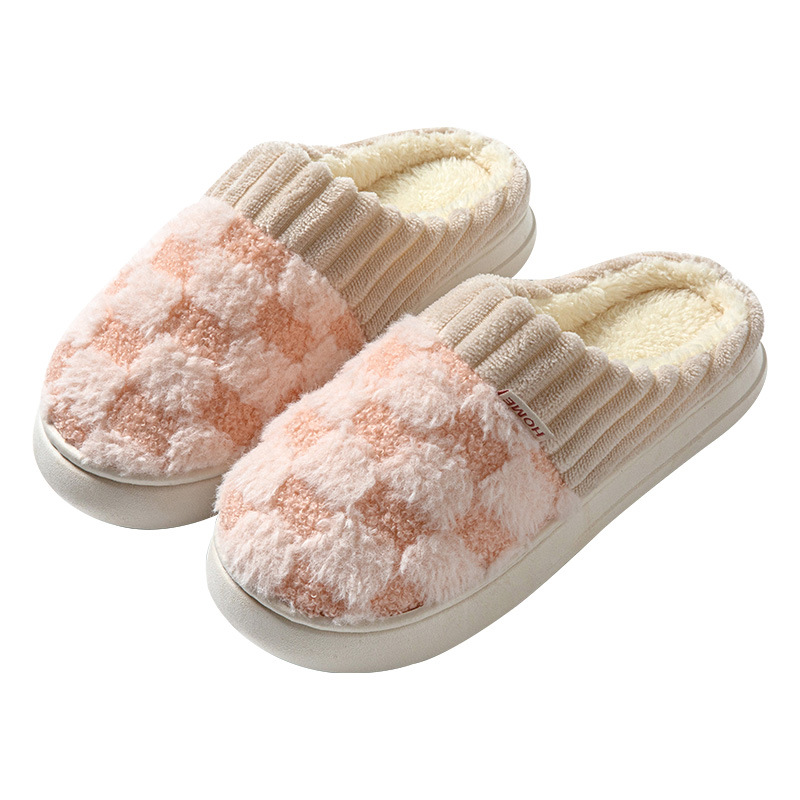 High quality autumn and winter indoor home anti slip thick bottom couple bedroom wearing NEW hot plush cotton slippers for women
