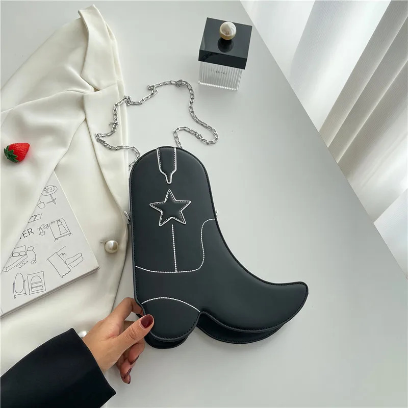 Fashion Funny Long Boots Shaped Handbag Womens Creative Leather Single Shoulder Bag Gothic Personalized Party Mujer Femme Bag 241025