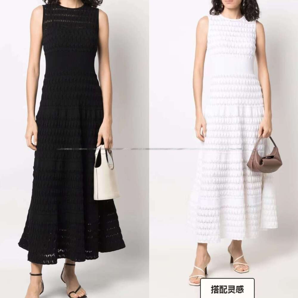 Women Round Neck Sleeveless Mesh Woven Knit Maxi Dress