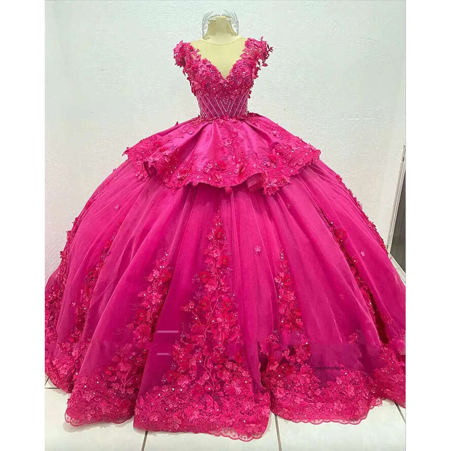Princess Fuia Dresses Sheer Neck Lace Up Corset D Ral Black Girl Vestido De Anos Quinceanera Princesa