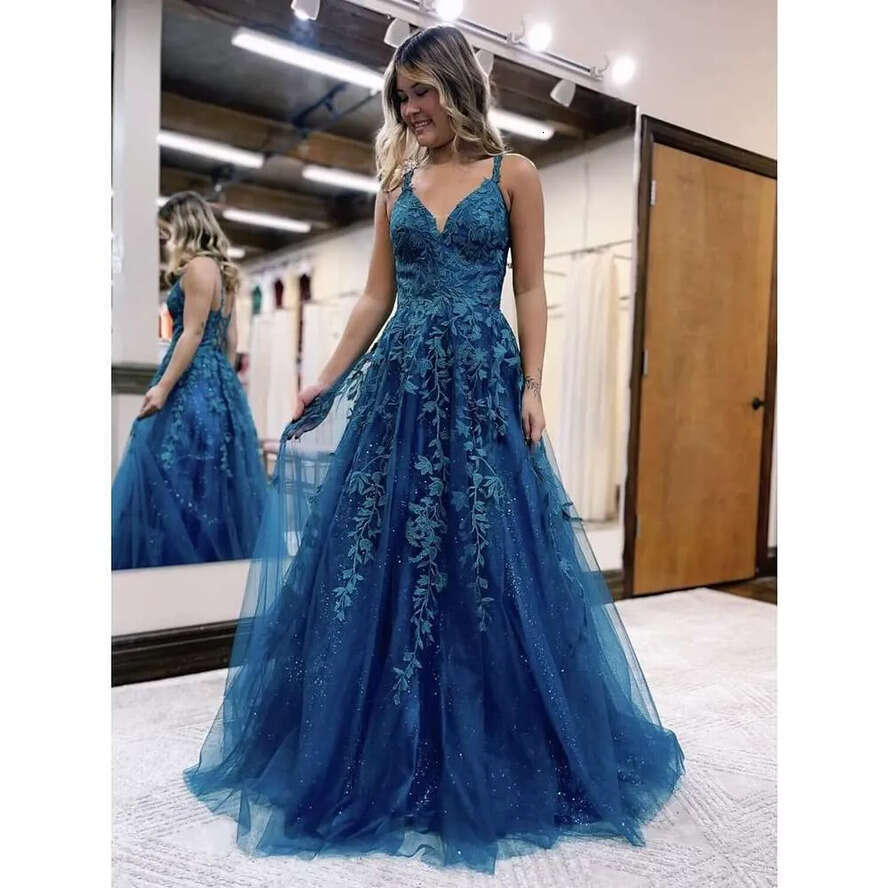Tulle 2024 Applliques A E Ball Gown Spaghetti Strasp Formal Dresses For Women Prom AMZ Bc12342