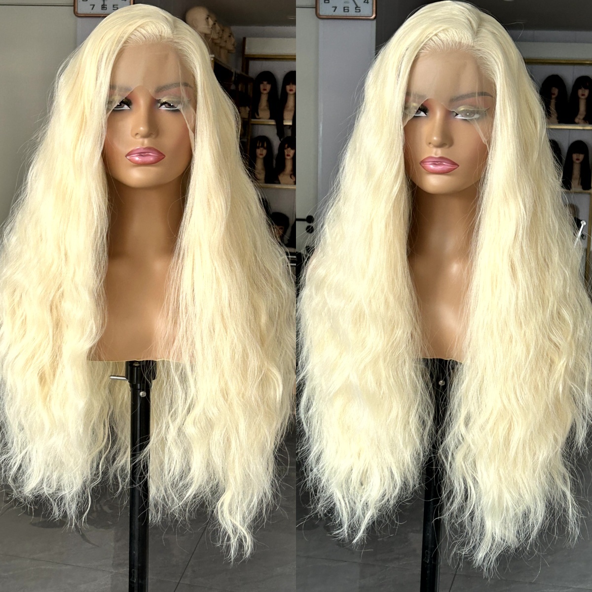 613 Blonde Natural Wavy Synthetic Lace Front Wig Long Curly Colored Hair 13X4 Frontal Wigs for Women Daily Party Cosplay