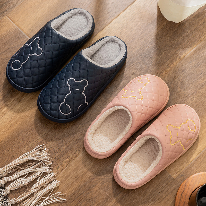 NEW hot 2024 new waterprooutumn and winter indoor home couples, cute, non slip, plush, warm cotton slippers for men